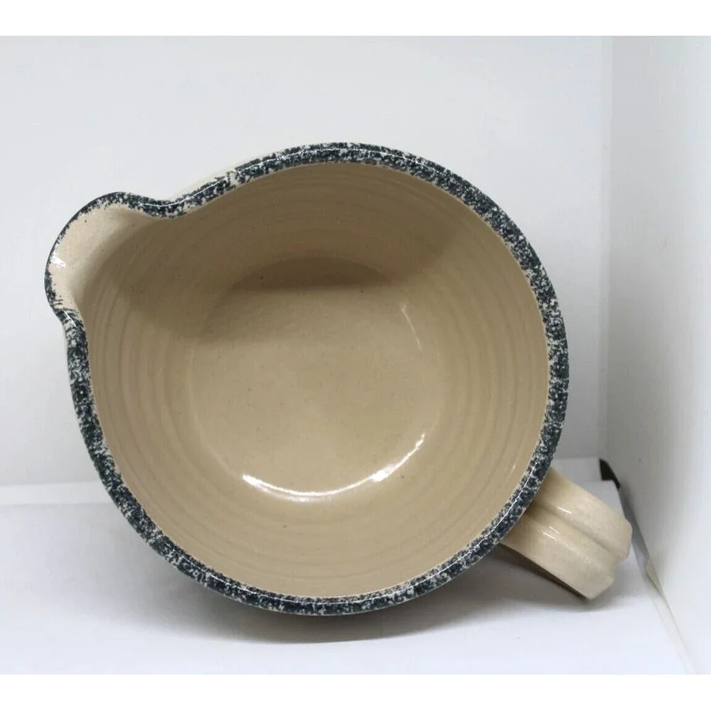 Casey Pottery Marshall Texas Stoneware Daisy Floral Mixing Bowl & Spout 1995 USA